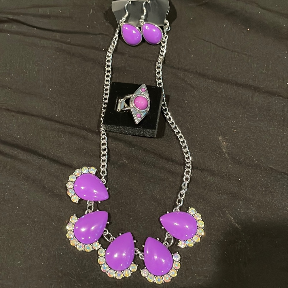 beautiful necklace with matching earrings and one ring
